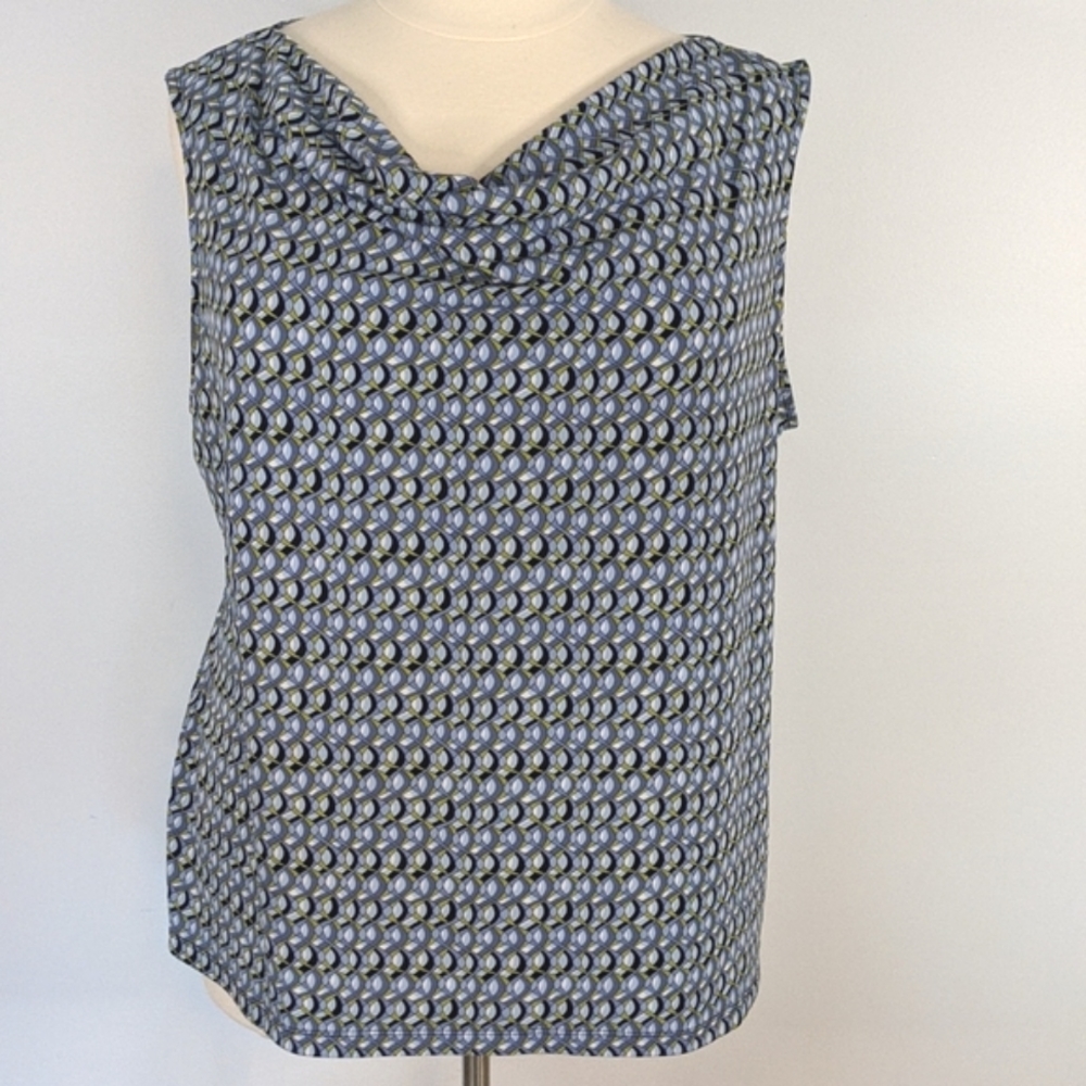 Geometric print drape neck blouse